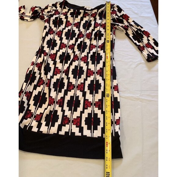 Liz Claiborne Dress Size XS Multicolored Black White Red Sheath 3/4 Sleeves - Picture 8 of 9